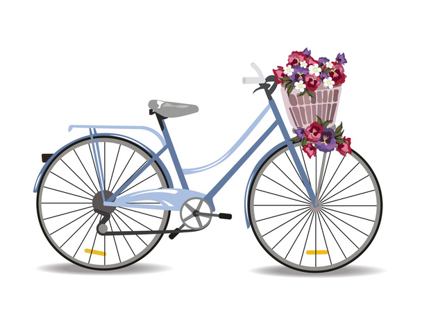Bicycle with flowers isolated - Wektor, obraz