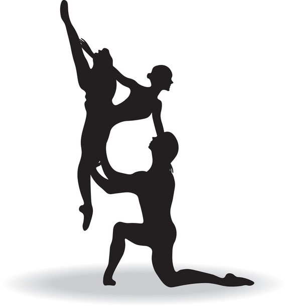 Силуэт артистов балета
 - Вектор,изображение