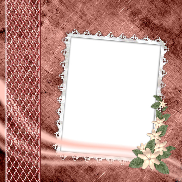 Album cover with frame and flowers - Φωτογραφία, εικόνα