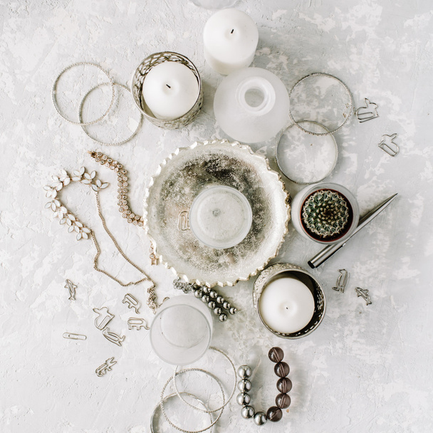 White and silver accessories and decor - Photo, Image