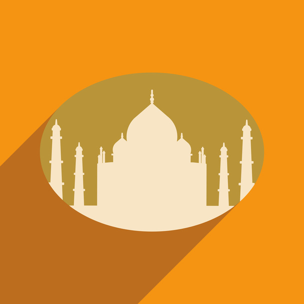 Icono plano moderno con sombra larga Taj Mahal indio
 - Vector, Imagen