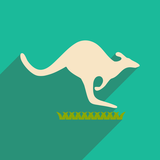 icône plate avec ombre longue kangourou australien
 - Vecteur, image