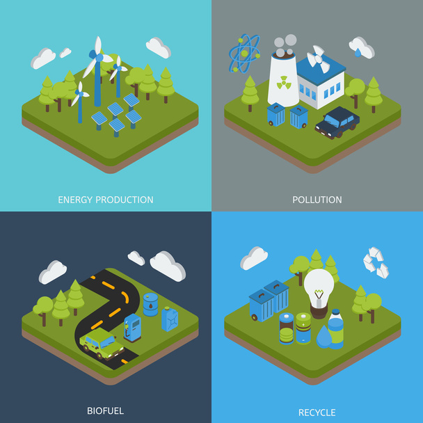 Ecology Isometric Compositions - Vector, afbeelding