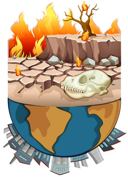 Загрязнение земли и засуха
 - Вектор,изображение