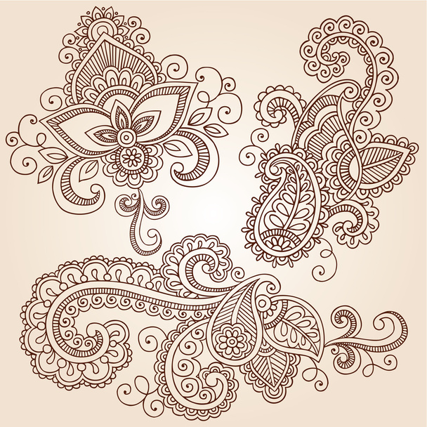 Henna Mehndi Tattoo Doodles Vector Design Elements - Vektori, kuva