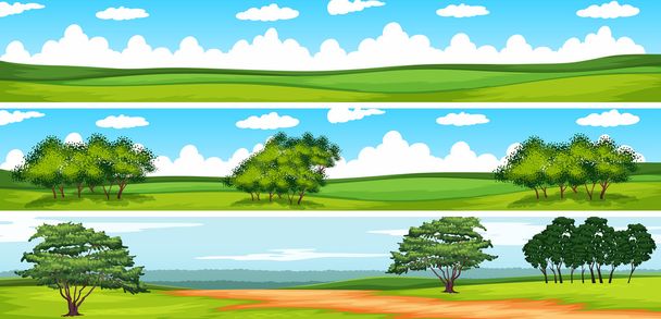 Scene with trees in the field - Vector, Image