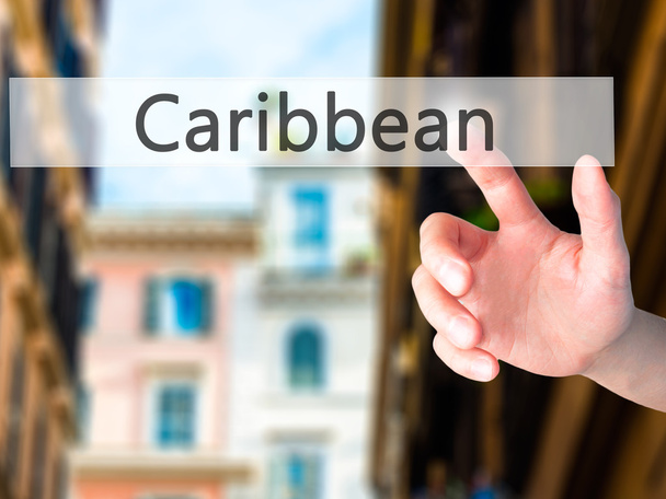 Карибский - ручное нажатие кнопки на размытом фоне концепции
 - Фото, изображение