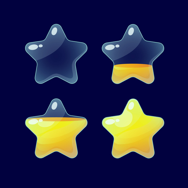 Set of Cartoon glossy Stars. - Vector, Image