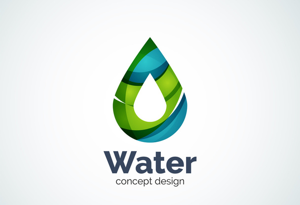 Astratto modello di logo aziendale goccia d'acqua, concetto di conservazione della natura ambientale
 - Vettoriali, immagini