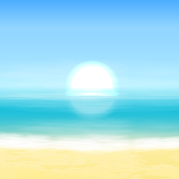 Plaża i tropikalne morze z jasnym słońcem - Wektor, obraz