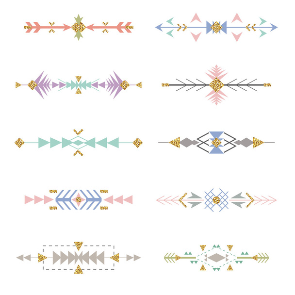 Conjunto de fronteras de estilo étnico boho tribal azteca. Ilustración vectorial
 - Vector, imagen