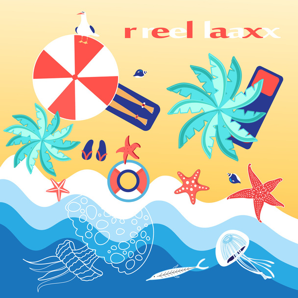 Graphics with a sea coast and beach  - Vector, Image