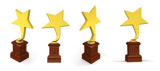 Golden star awards isolated on the white background - Foto, afbeelding