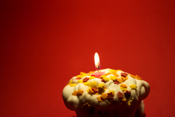 Cupcake Party mit einer Kerze - Foto, Bild