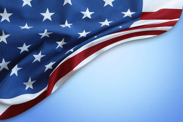 Bandera americana sobre azul
 - Foto, imagen