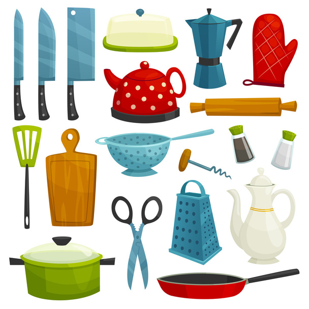 Mutfak gereçleri ve mutfak eşyaları simgeleri - Vektör, Görsel