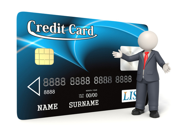 Tarjeta de crédito azul - hombre de negocios 3d
 - Foto, imagen