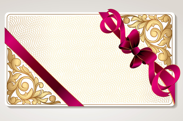 Ornate card with bow - Vector, Image