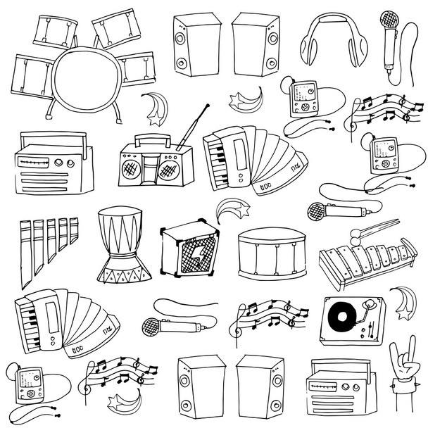 Doodle of music icons set - Vettoriali, immagini