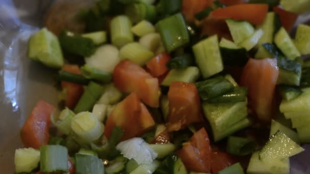 Čerstvý zeleninový salát. Dieta, potraviny. - Záběry, video