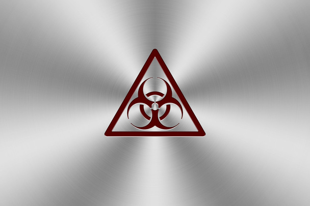 biohazard icon chrome aluminium texture. - Photo, Image