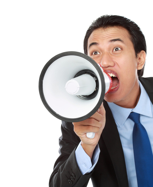 Man shouting using megaphone - Фото, изображение