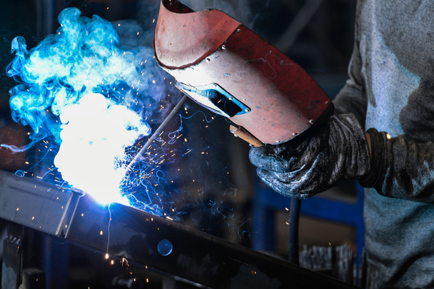 Arc welding of a steel in factory - Zdjęcie, obraz