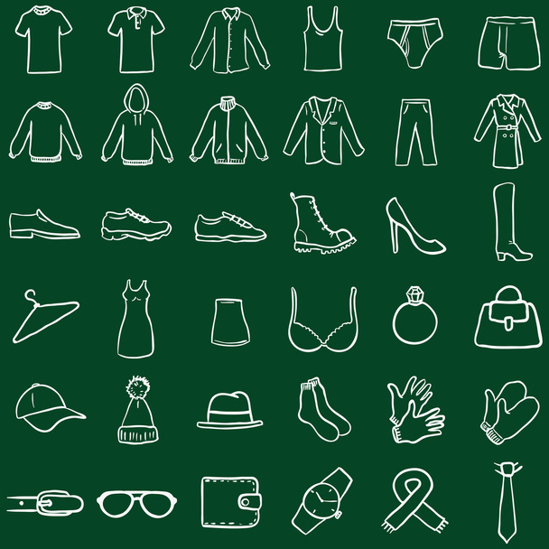 Ícones de roupas Doodle
 - Vetor, Imagem