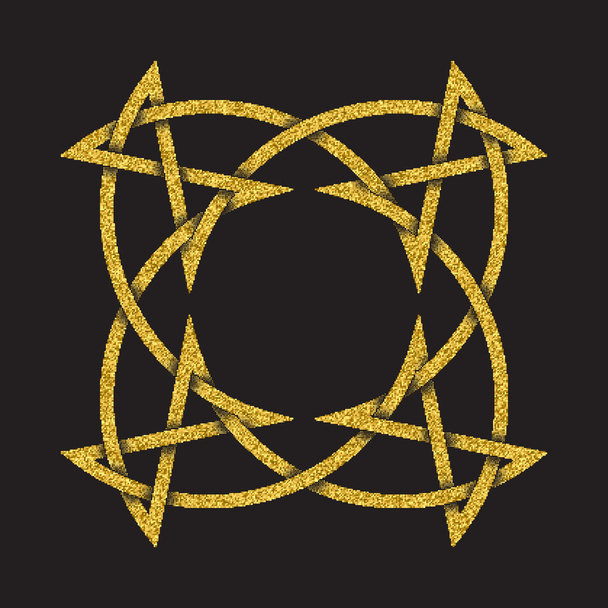 Χρυσή ακτινοβολώντας σύμβολο στο έντυπο της τετραγωνικό πλαίσιο - Διάνυσμα, εικόνα