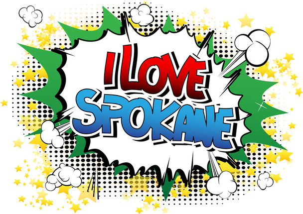 Εγώ αγάπη Spokane - κόμικ στυλ λέξη. - Διάνυσμα, εικόνα
