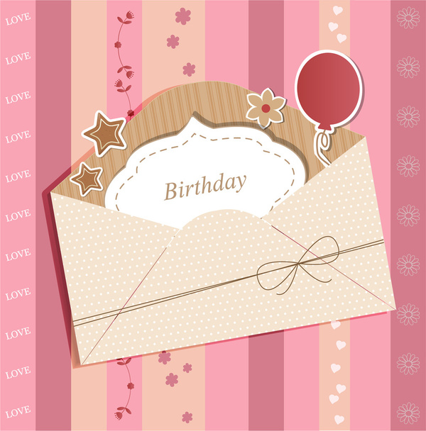 Greeting card with envelope - Vector, Image
