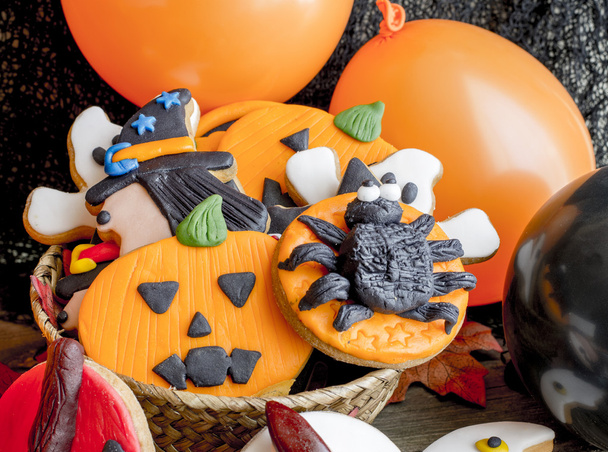 Close-up of bright and delicious halloween cookies - 写真・画像
