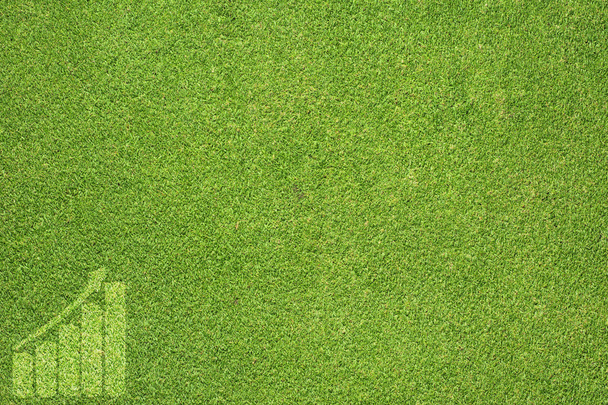 Icône graphique sur l'herbe verte texture et fond
 - Photo, image