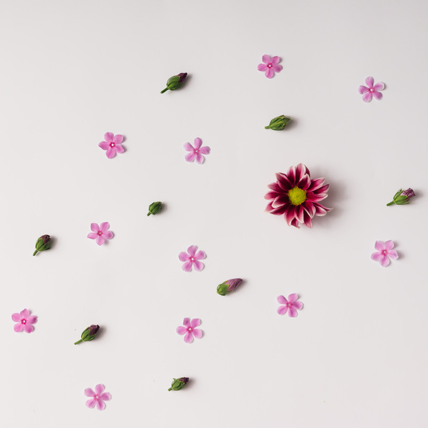 Pink flowers and buds pattern - Zdjęcie, obraz