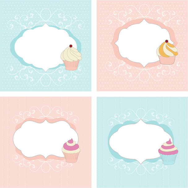 Set of greetings cards - Vector, Image