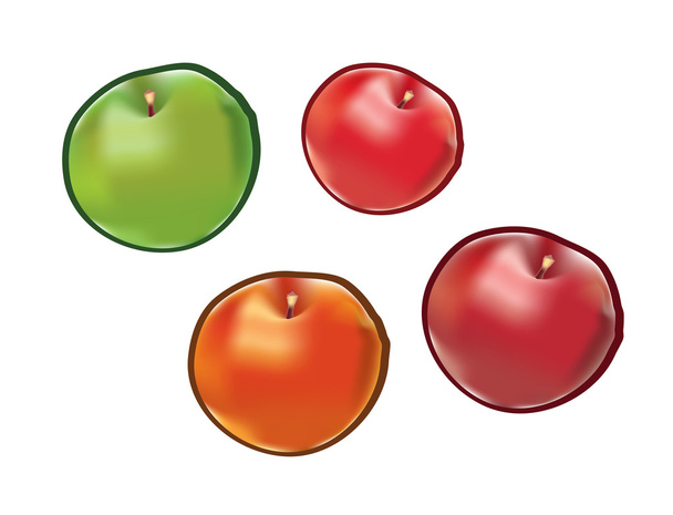Set of apples isolated on white background. - Vektör, Görsel