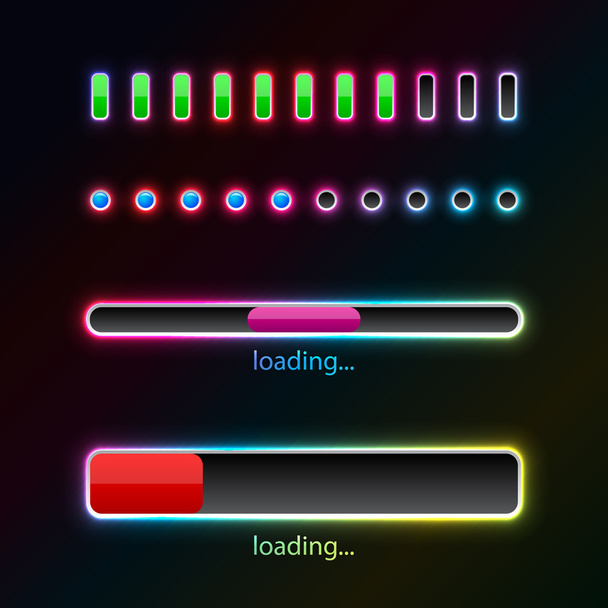 barras de progresso com brilho de néon
 - Vetor, Imagem