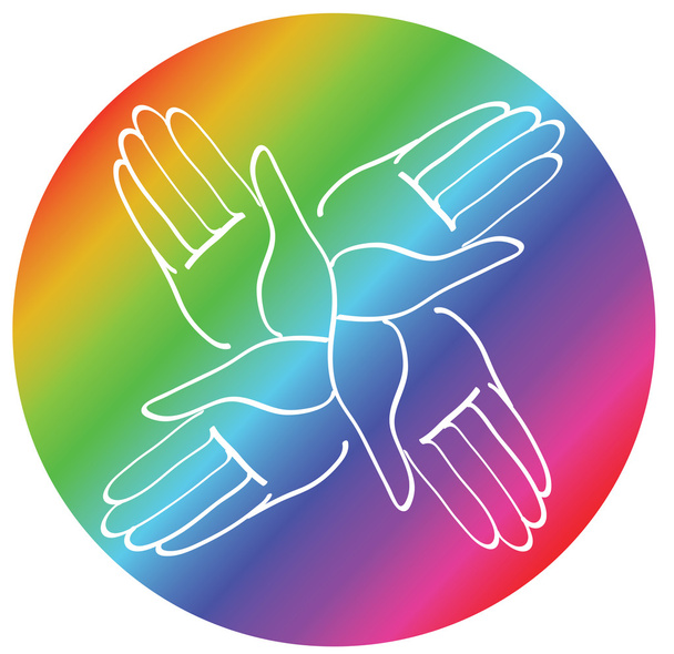 manos juntas arco iris símbolo vector
 - Vector, Imagen