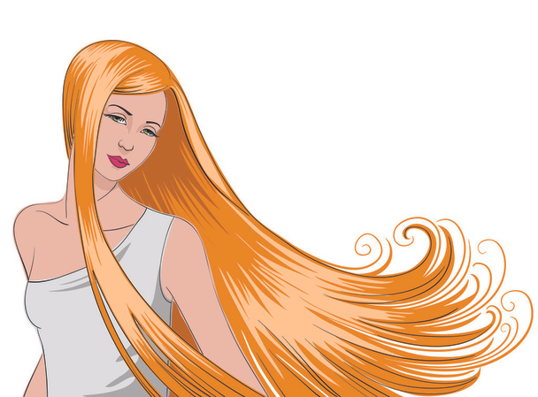 Girl with Long, Flowing, Blonde Hair - Vector, Image