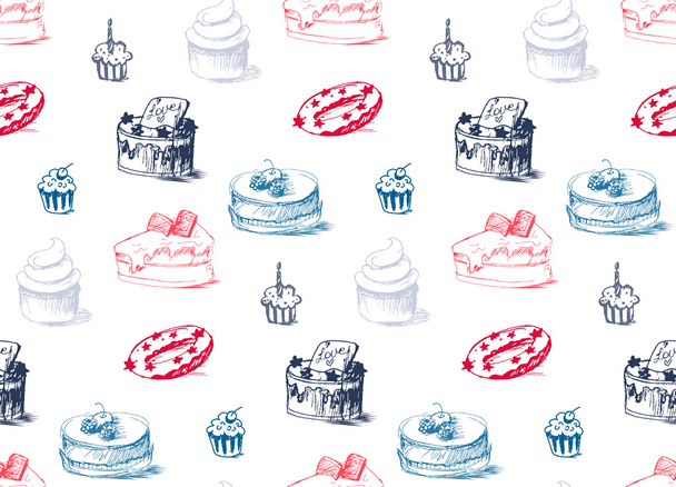 Smakelijke taarten naadloze patroon - Vector, afbeelding