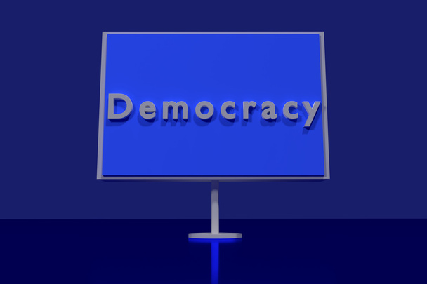 3D renderowania znaku drogowego z angielskiego słowa demokracja - Zdjęcie, obraz