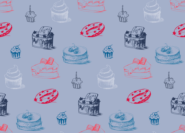 Tasty Cakes Seamless Pattern - Vector, Image