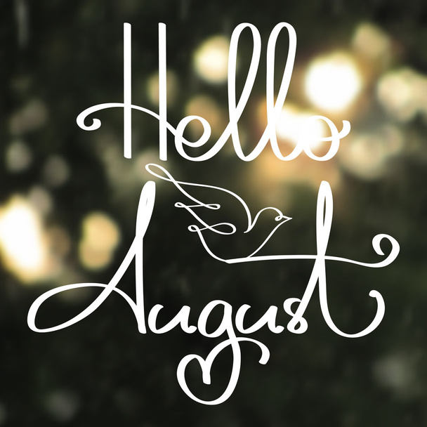 Handmade vector calligraphy and text Hello August - Διάνυσμα, εικόνα