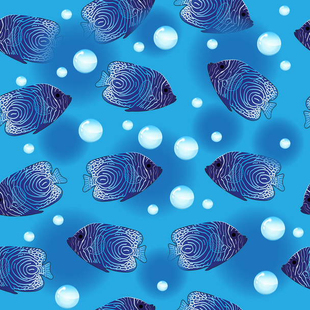 エンジェルフィッシュシームレスなパターン、水中の背景、海の壁紙。ベクトルイラスト - ベクター画像