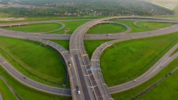Luchtfoto van de snelweg Junction - Video
