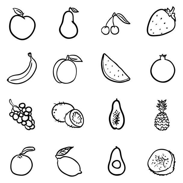 Doodle frutas iconos
. - Vector, imagen