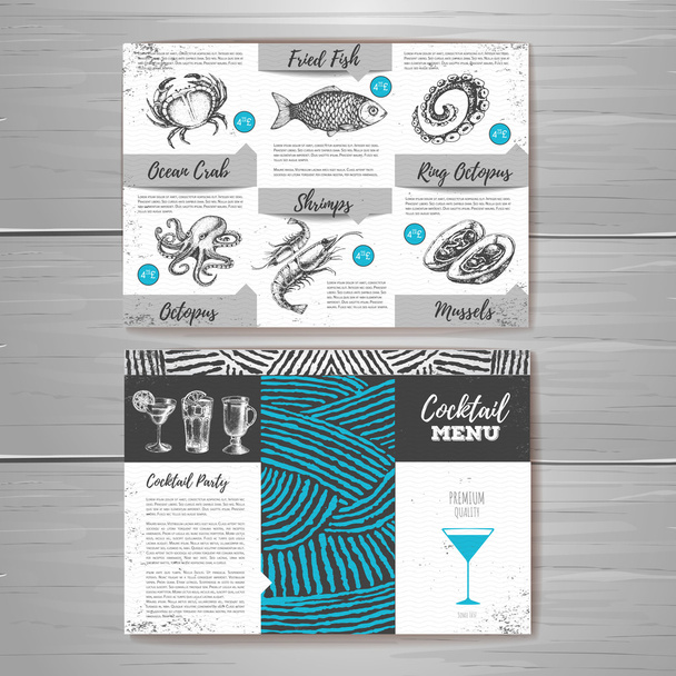Vintage seafood menu design. Corporate idenity - Vektor, Bild