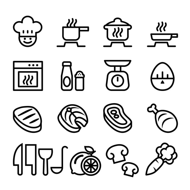 Set di icone di cottura - Vettoriali, immagini