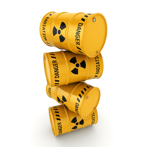 Yellow radioactive barrels - Foto, Imagen