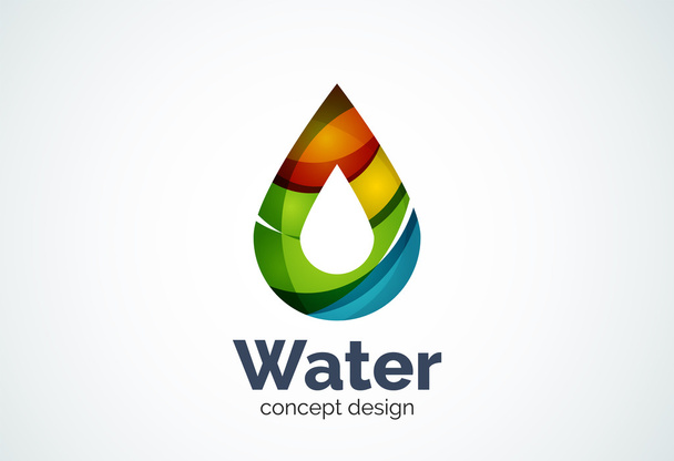 Abstract business company water drop logo template, conservation environmental nature concept - Vector, Image